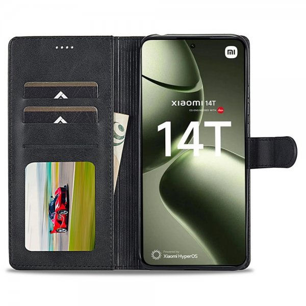 Lc.Imeeke Xiaomi 14T Cover med Kortlomme Stativfunktion Sort