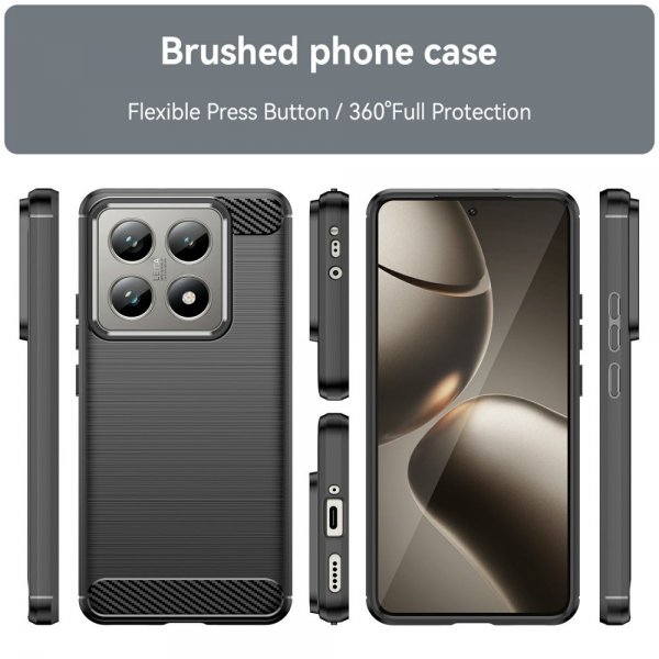 Xiaomi 14T Cover Børstet Kulfibertekstur Sort