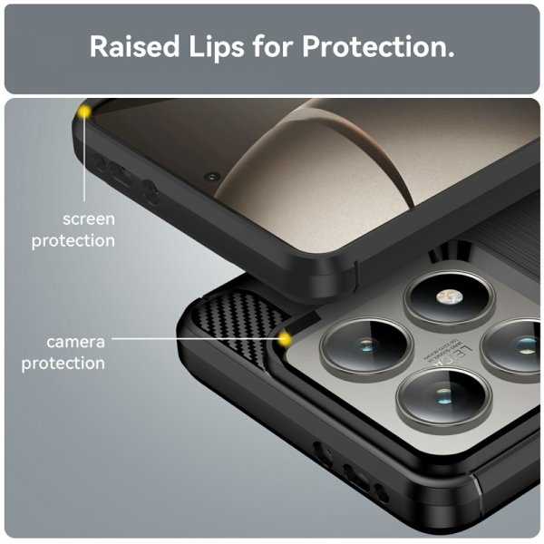 Xiaomi 14T Cover Børstet Kulfibertekstur Sort