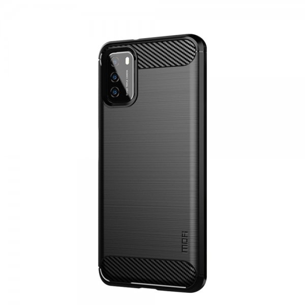 Mofi Xiaomi Poco M3 Cover Børstet Kulfibertekstur Sort