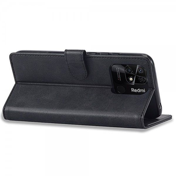 Lc.Imeeke Xiaomi Redmi 10C Etui med Kortlomme og Standfunktion Sort
