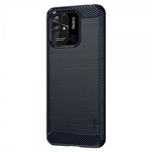 Mofi Xiaomi Redmi 10C Cover Børstet Kulfibertekstur Blå