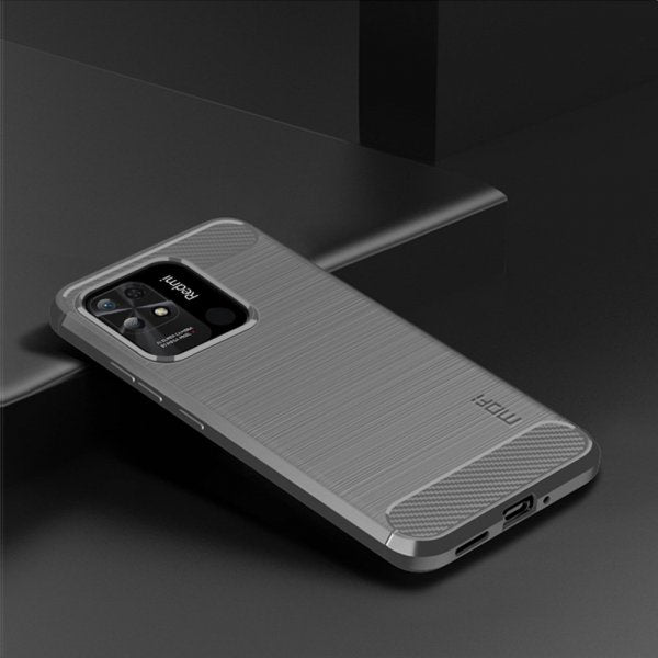 Mofi Xiaomi Redmi 10C Etui Børstet Kulfibertekstur Grå