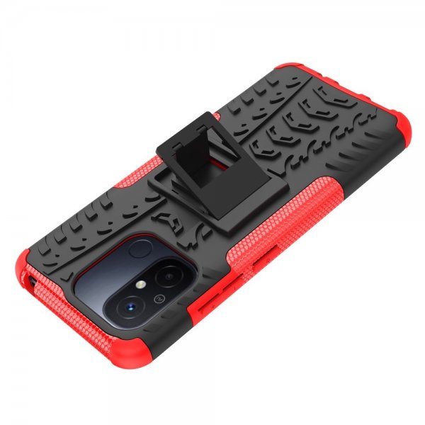 Xiaomi Redmi 12C Cover Dækmønster Stativfunktion Rød