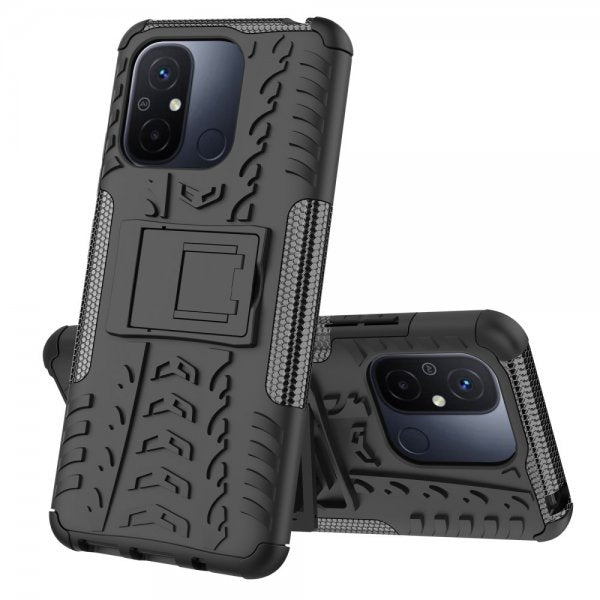 Xiaomi Redmi 12C Cover Dækmønster Stativfunktion Sort