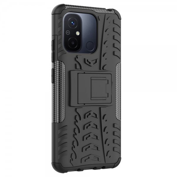 Xiaomi Redmi 12C Cover Dækmønster Stativfunktion Sort