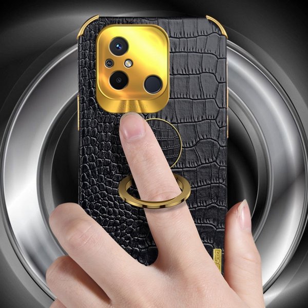 Xiaomi Redmi 12C Cover Krokodillemønster Fingerring Grøn