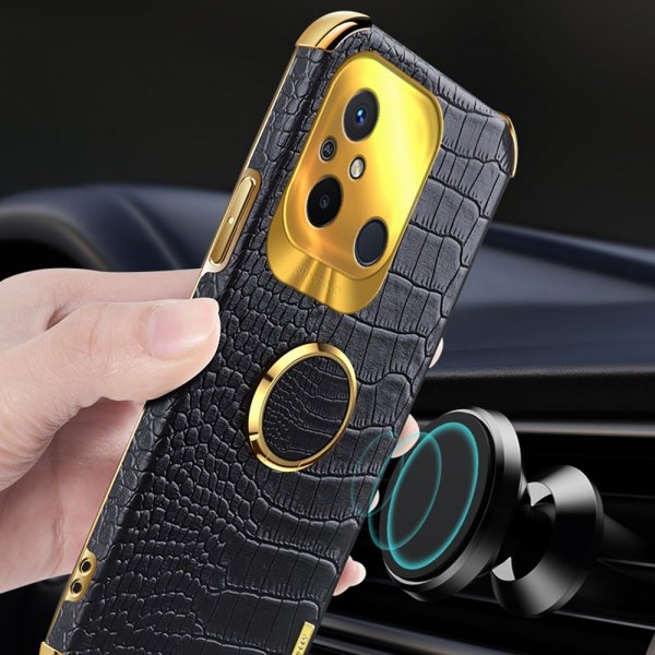 Xiaomi Redmi 12C Cover Krokodillemønster Fingerring Grøn