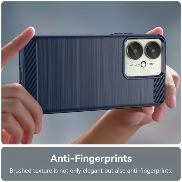 Xiaomi Redmi 13C Cover Børstet Kulfibertekstur Blå