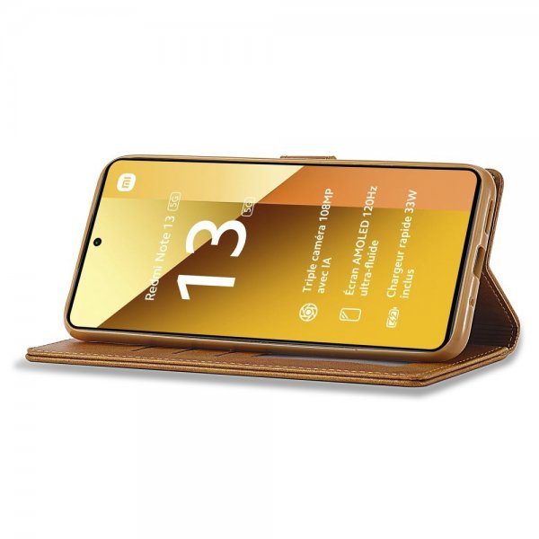 Lc.Imeeke Xiaomi Redmi Note 13 5G Etui med Kortrum Stativfunktion Lysebrun