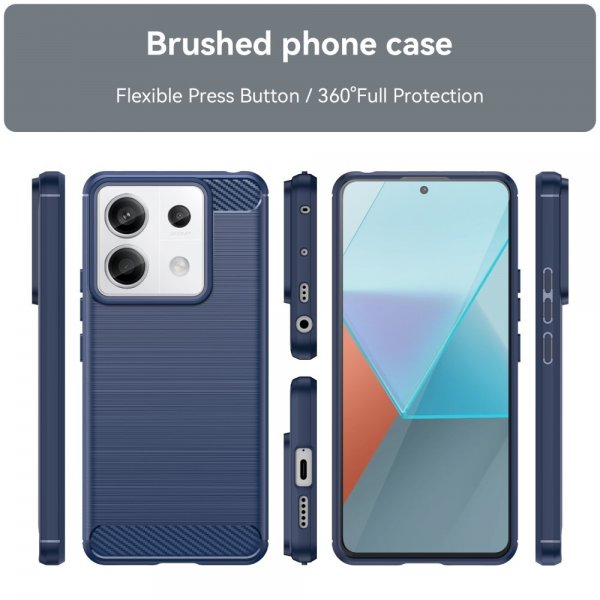 Xiaomi Redmi Note 13 Pro 5G Cover Børstet Kulfibertekstur Blå