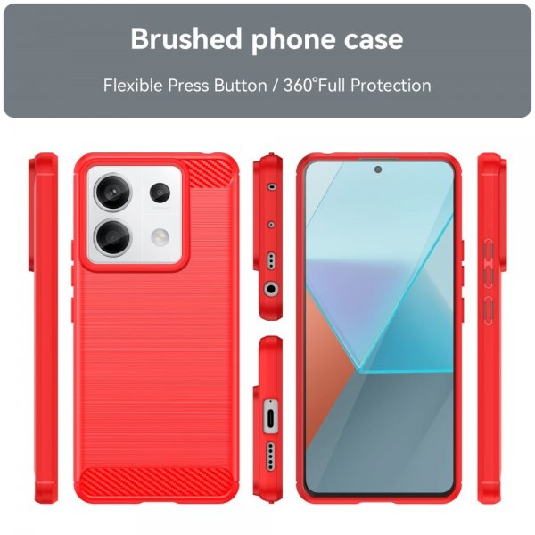 Xiaomi Redmi Note 13 Pro 5G Cover Børstet Kulfibertekstur Rød