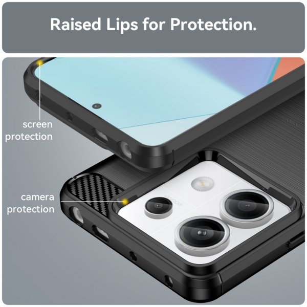 Xiaomi Redmi Note 13 Pro 5G Cover Børstet Kulfibertekstur Sort