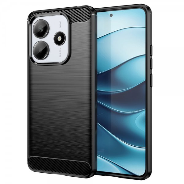 Xiaomi Redmi Note 14 5G Cover Børstet Kulfibertekstur Sort