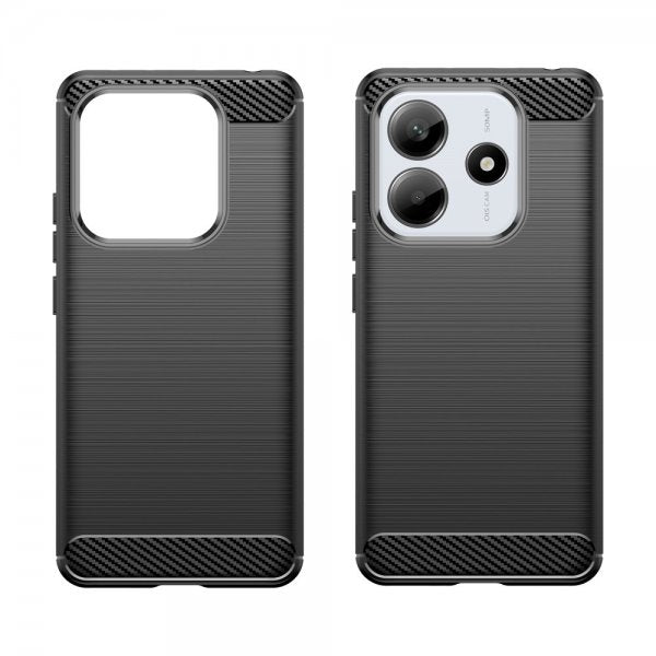 Xiaomi Redmi Note 14 5G Cover Børstet Kulfibertekstur Sort
