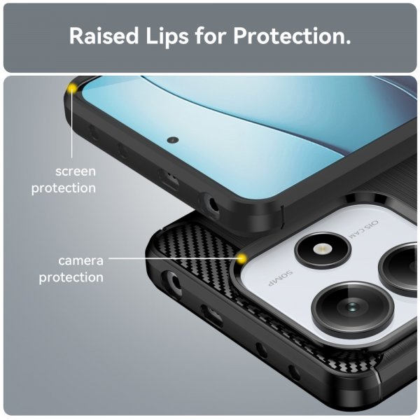 Xiaomi Redmi Note 14 5G Cover Børstet Kulfibertekstur Sort