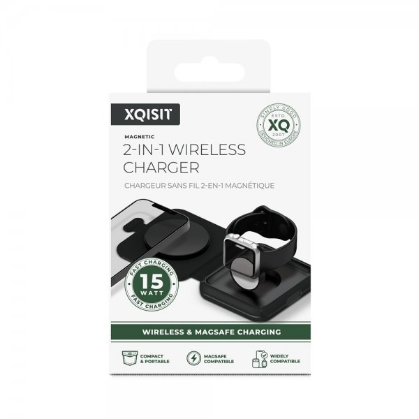 Xqisit Oplader 2-i-1 Bærbar Trådløs Oplader MagSafe