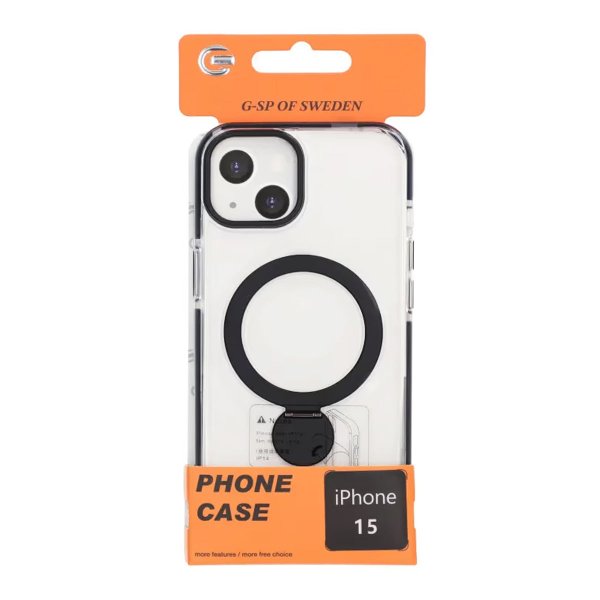 iPhone 15 Cover Ringstativ MagSafe Sort