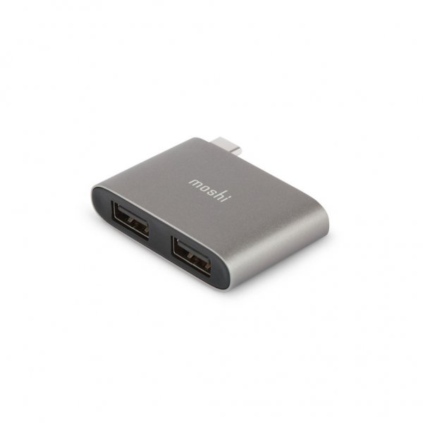 Moshi USB-C til dobbelt USB-A-adapter titaniumgrå