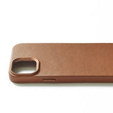 Mujjo iPhone 15 Cover Full Leather Case Dark Tan
