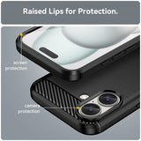 iPhone 16 Cover Børstet Kulfibertekstur Sort