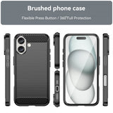 iPhone 16 Cover Børstet Kulfibertekstur Sort