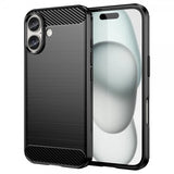 iPhone 16 Plus Cover Børstet Kulfibertekstur Sort