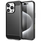 iPhone 16 Pro Cover Børstet Kulfibertekstur Sort