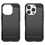 iPhone 16 Pro Cover Børstet Kulfibertekstur Sort
