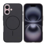 iPhone 16 Cover Kulfibermønster MagSafe Sort