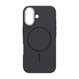 iPhone 16 Cover Kulfibermønster MagSafe Sort
