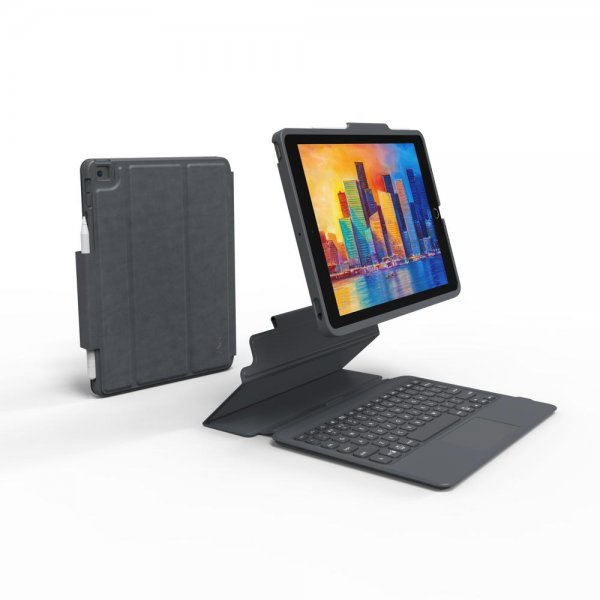 ZAGG iPad 10.2 Etui med tastatur Pro Keys with Trackpad Nordic Sort Grå