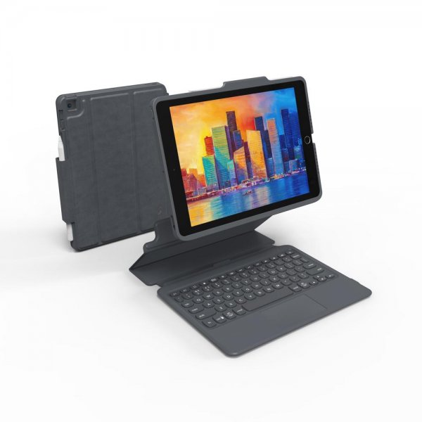 ZAGG iPad 10.2 Etui med tastatur Pro Keys with Trackpad Nordic Sort Grå