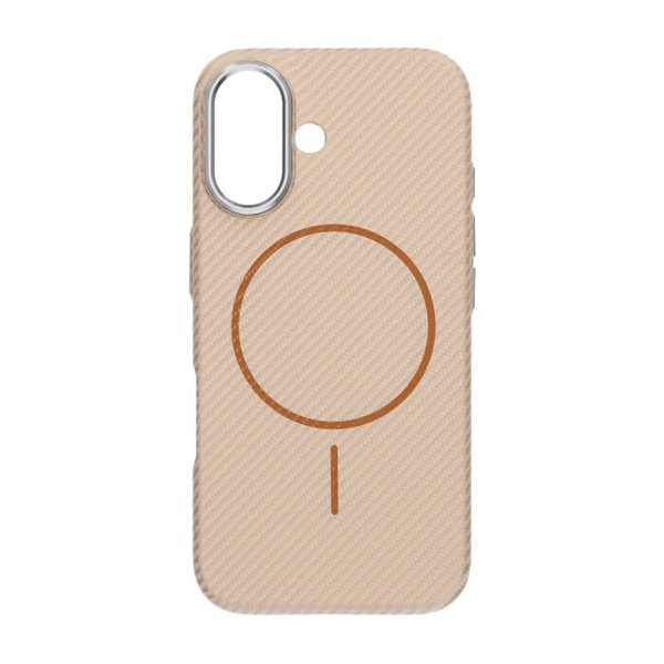 iPhone 16 Cover Kulfibermønster MagSafe Guld