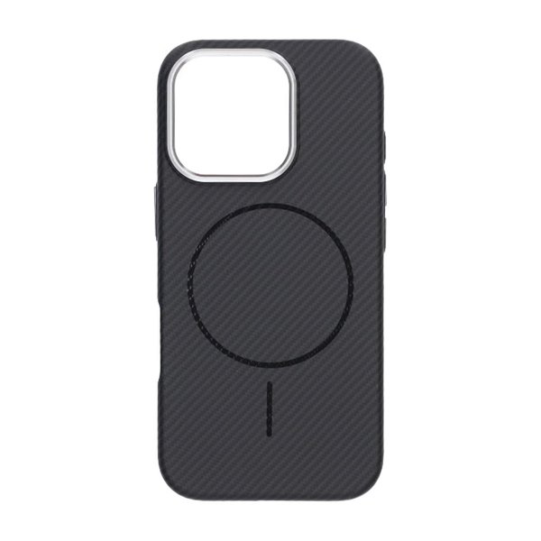 iPhone 16 Pro Cover Kulfibermønster MagSafe Sort
