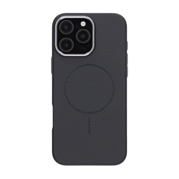 iPhone 16 Pro Max Cover Kulfibermønster MagSafe Sort
