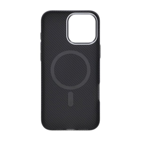 iPhone 16 Pro Max Cover Kulfibermønster MagSafe Sort