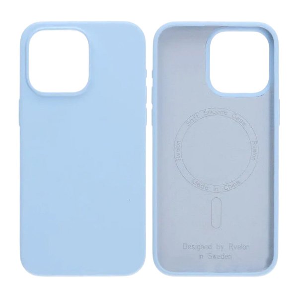 Rvelon iPhone 15 Pro Max Cover Silikone MagSafe Lyseblå