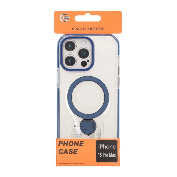 iPhone 15 Pro Max Cover Ringstativ MagSafe Blå