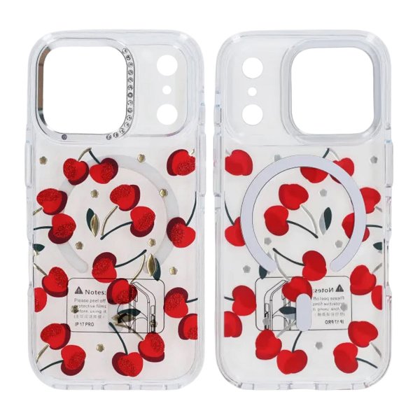 iPhone 17 Pro Max Cover Mønster MagSafe Kirsebær