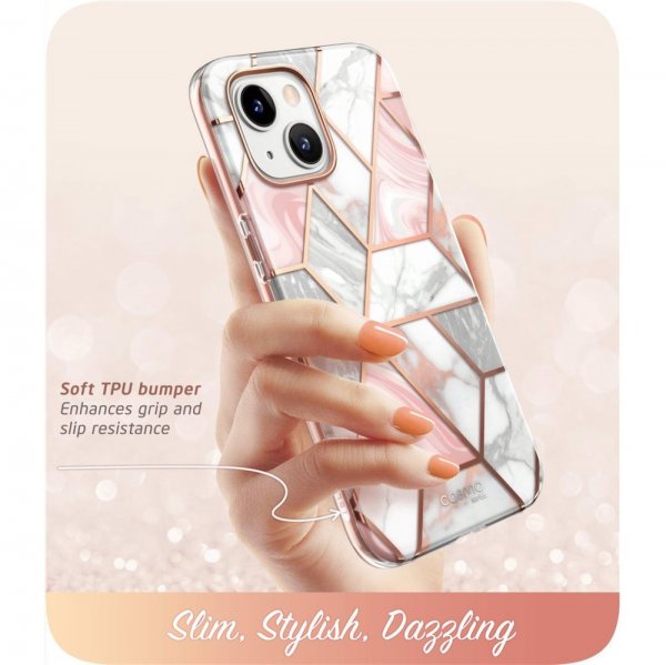 Supcase iPhone 14 Plus Cover Cosmo Pink Marble