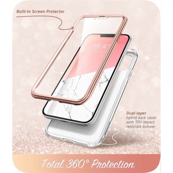 Supcase iPhone 14 Plus Cover Cosmo Pink Marble