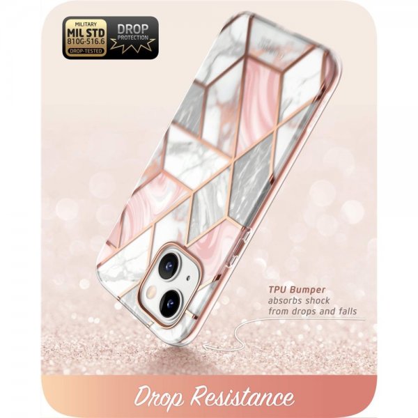 Supcase iPhone 14 Plus Cover Cosmo Pink Marble