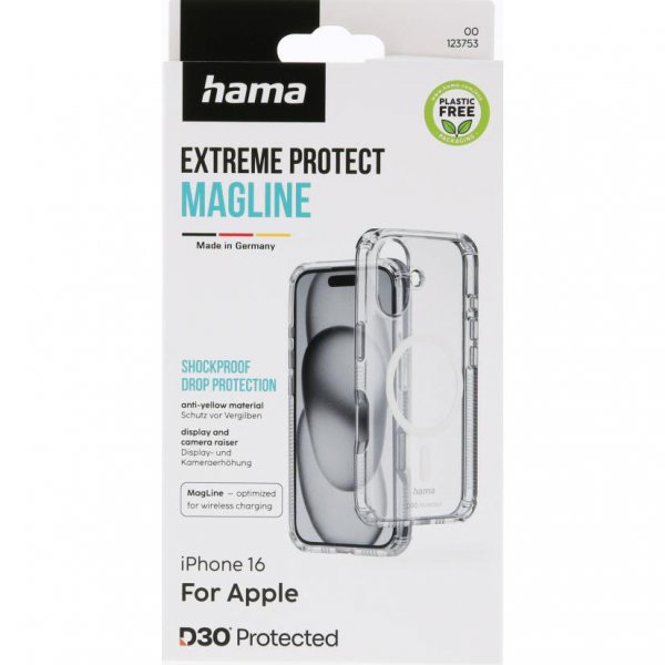 Hama iPhone 16 Cover Extreme Protect MagLine Transparent