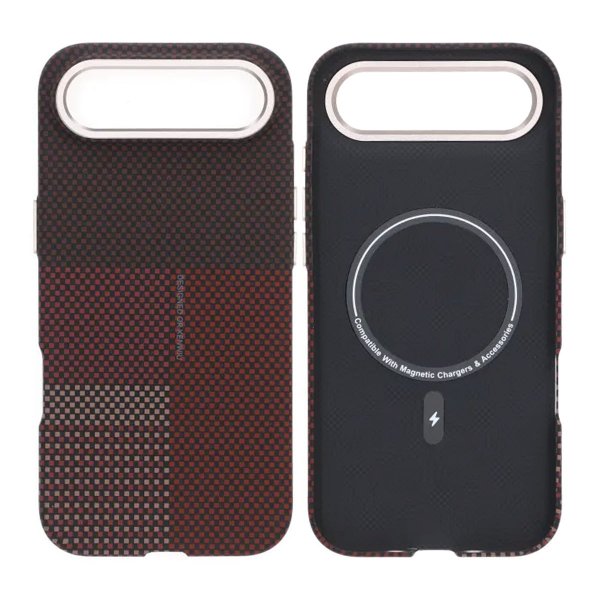 iPhone Air Cover Aramidfiber MagSafe Rød Gitter
