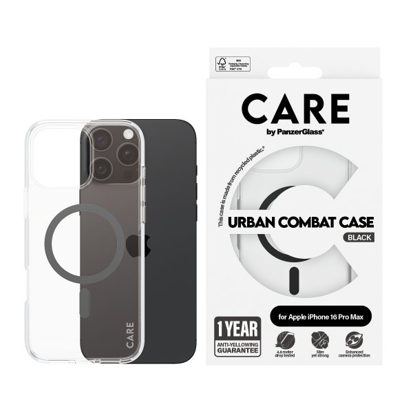 CARE by PanzerGlass iPhone 16 Pro Max Cover Urban Combat MagSafe Sort Transparent