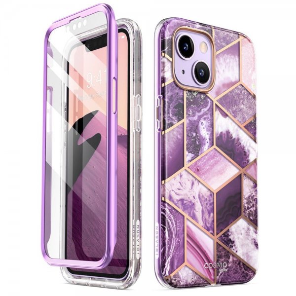 Supcase iPhone 14 Plus Cover Cosmo Purple Marble