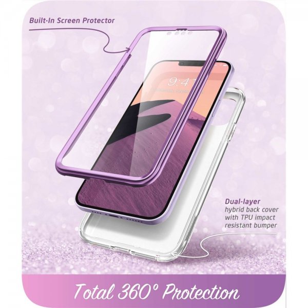 Supcase iPhone 14 Plus Cover Cosmo Purple Marble
