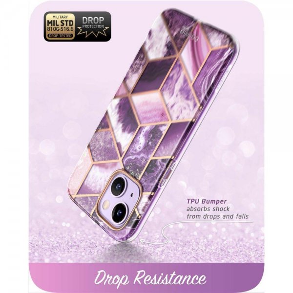 Supcase iPhone 14 Plus Cover Cosmo Purple Marble