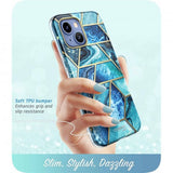 Supcase iPhone 14 Plus Cover Cosmo Blue Marble